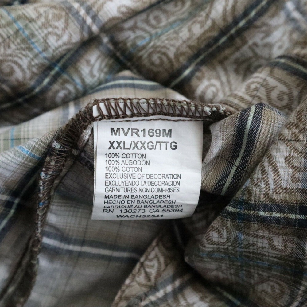 Wrangler Retro Shirt Mens 2XL XXL Western Rodeo Pearl Snap Plaid Long Sleeve - Picture 7 of 8